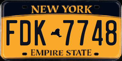NY license plate FDK7748