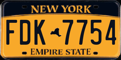 NY license plate FDK7754