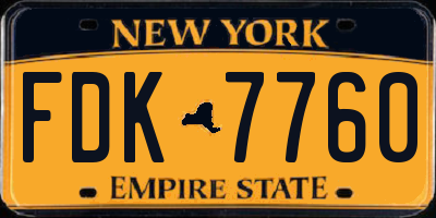 NY license plate FDK7760