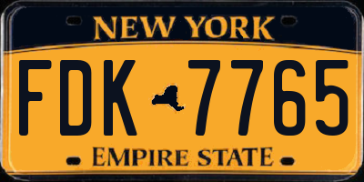 NY license plate FDK7765