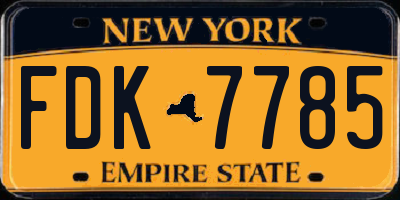 NY license plate FDK7785
