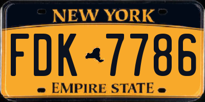 NY license plate FDK7786