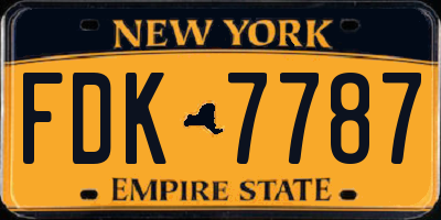 NY license plate FDK7787