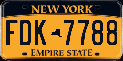 NY license plate FDK7788