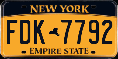 NY license plate FDK7792