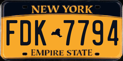 NY license plate FDK7794