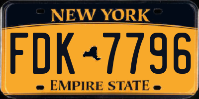 NY license plate FDK7796