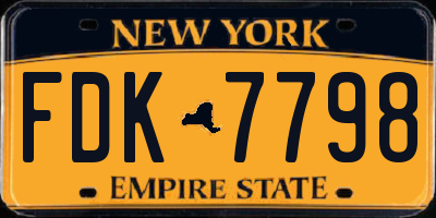 NY license plate FDK7798