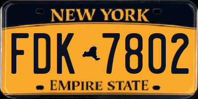 NY license plate FDK7802