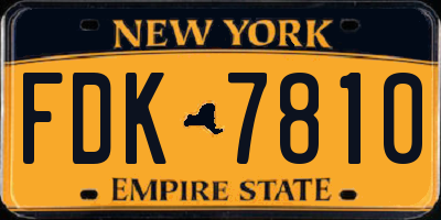 NY license plate FDK7810