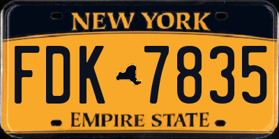 NY license plate FDK7835