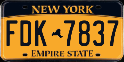 NY license plate FDK7837