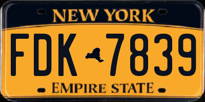 NY license plate FDK7839