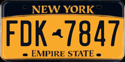 NY license plate FDK7847