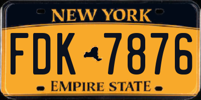 NY license plate FDK7876