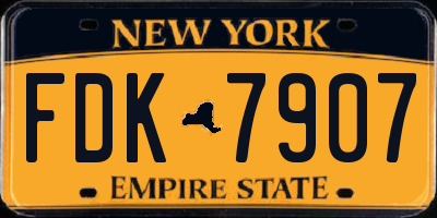 NY license plate FDK7907