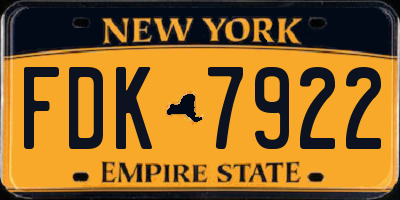 NY license plate FDK7922
