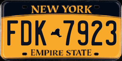 NY license plate FDK7923