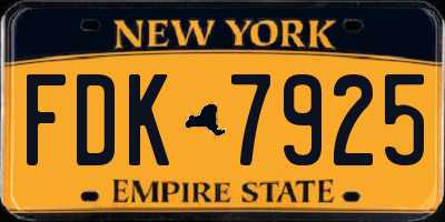 NY license plate FDK7925