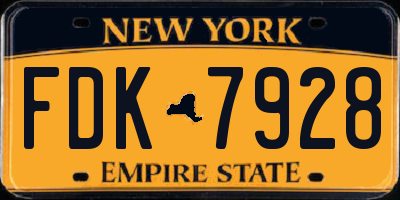 NY license plate FDK7928