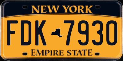 NY license plate FDK7930
