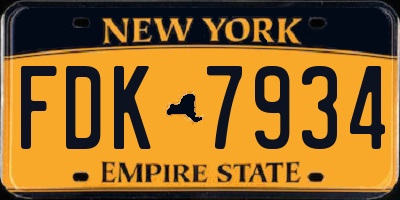 NY license plate FDK7934