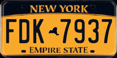 NY license plate FDK7937