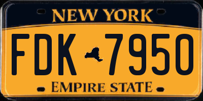 NY license plate FDK7950