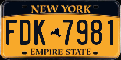 NY license plate FDK7981