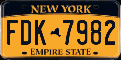 NY license plate FDK7982