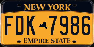 NY license plate FDK7986