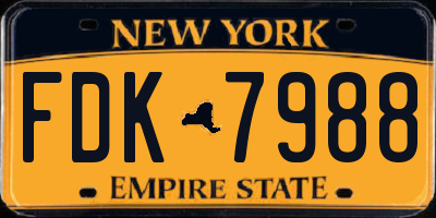 NY license plate FDK7988