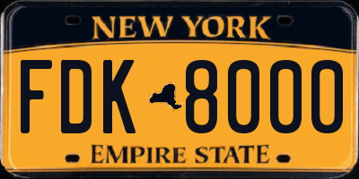 NY license plate FDK8000