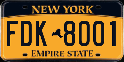 NY license plate FDK8001