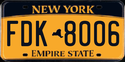 NY license plate FDK8006