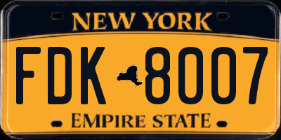 NY license plate FDK8007