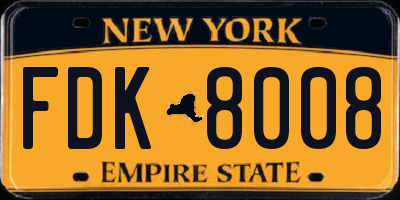 NY license plate FDK8008