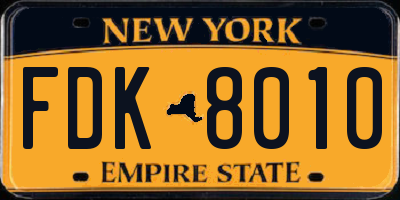 NY license plate FDK8010