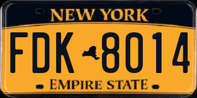NY license plate FDK8014