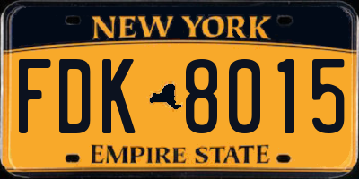 NY license plate FDK8015