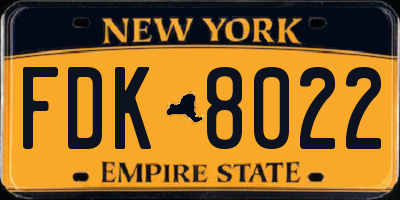 NY license plate FDK8022