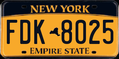 NY license plate FDK8025