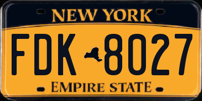 NY license plate FDK8027