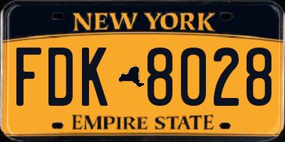NY license plate FDK8028