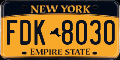 NY license plate FDK8030