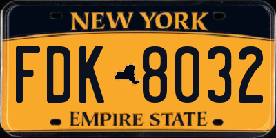 NY license plate FDK8032