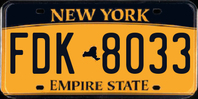 NY license plate FDK8033