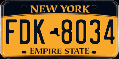 NY license plate FDK8034