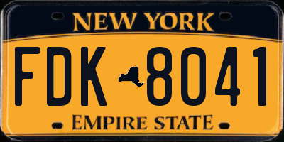 NY license plate FDK8041