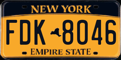 NY license plate FDK8046